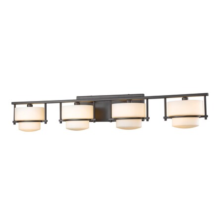 Z-Lite Porter 4 Light Vanity, Bronze & Matte Opal 3030-4V-BRZ